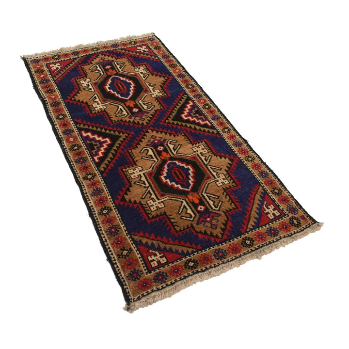 Blue Afghan Baluchi Rug 2' 8" x 4' 11" Hand-Knotted | No. AL87154