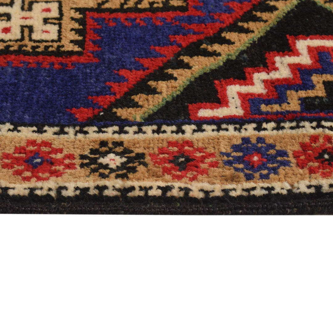 Blue Afghan Baluchi Rug 2' 8" x 4' 11" Hand-Knotted | No. AL87154
