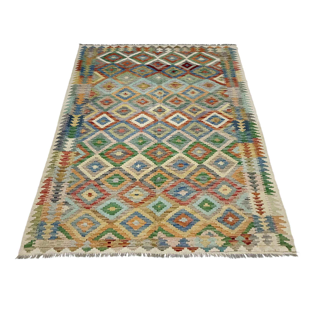 Multicolor Afghan Vegetable Kilim Rug 6' 1" x 8' 4" Flat-Weave | No. AL87157