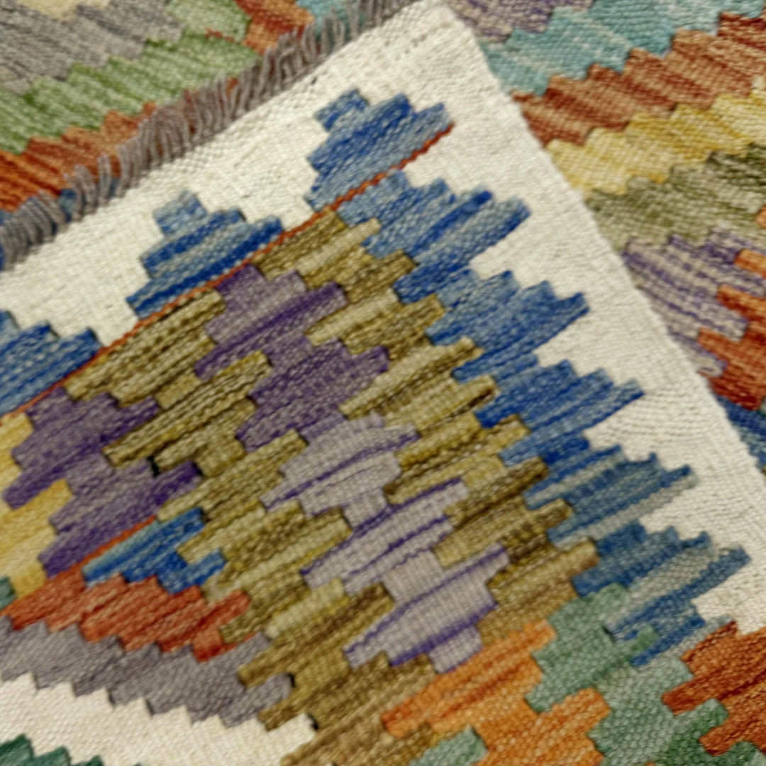 Multicolor Afghan Vegetable Kilim Rug 6' 1" x 8' 4" Flat-Weave | No. AL87157