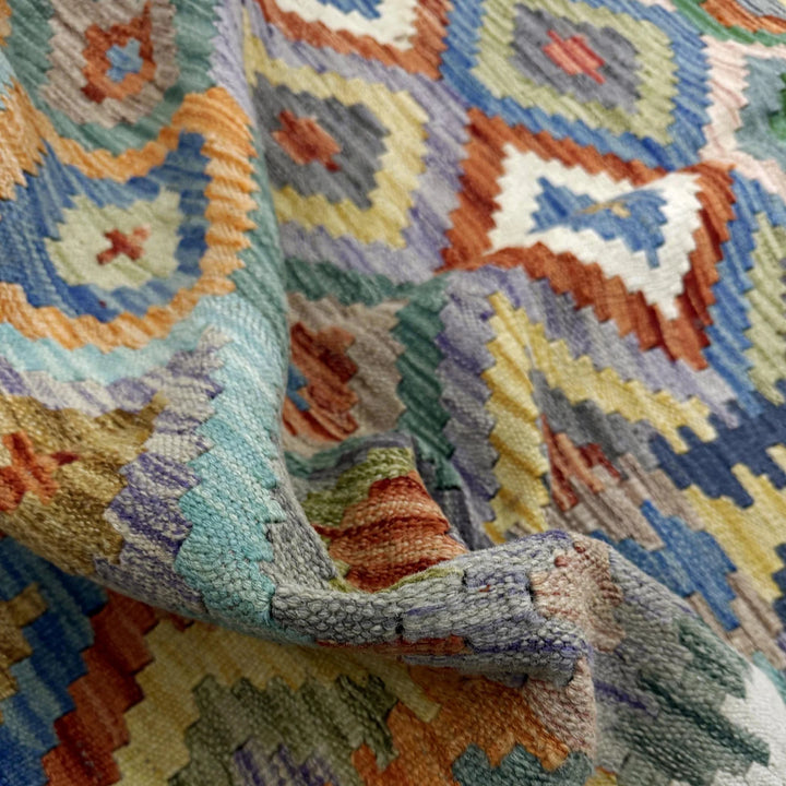 Multicolor Afghan Vegetable Kilim Rug 6' 1" x 8' 4" Flat-Weave | No. AL87157
