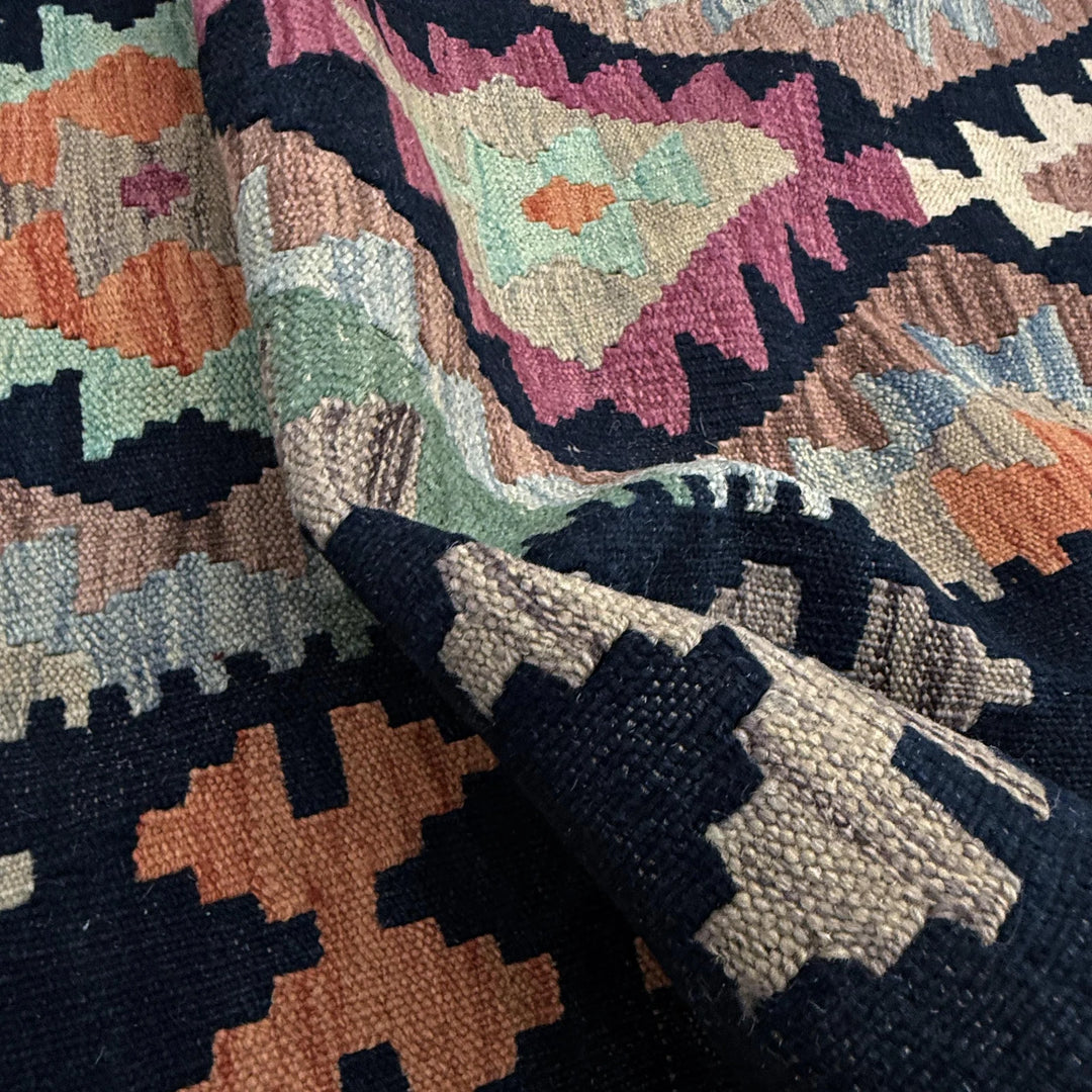 Afghan Vegetable Kilim Rug 6'6" x 9'11" Flat-Weave | No. AL871799