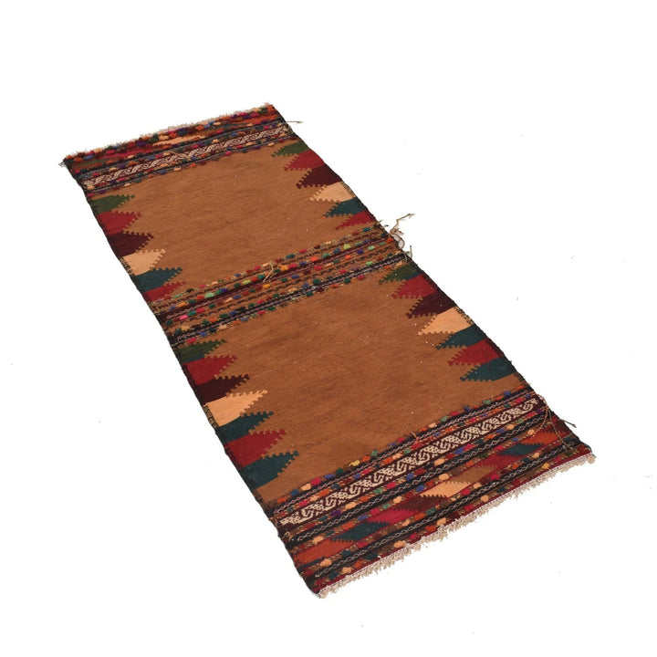 Brown Afghan Table Sheet Runner 2' 0" x 4' 8" Flat-Weave | No. AL87246