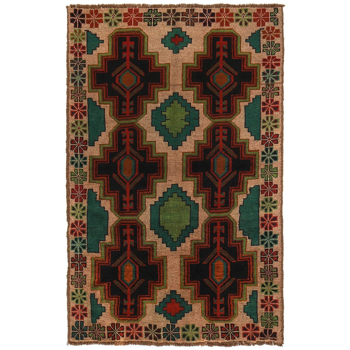 Afghan Baluchi Rug 3' 8" x 6' 1" Hand-Knotted | No. AL87251