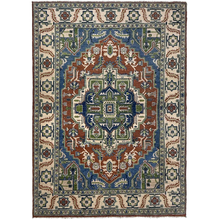 Afghan Heriz Rug 5'1" x 7'0" Hand-Knotted | No. AL87269