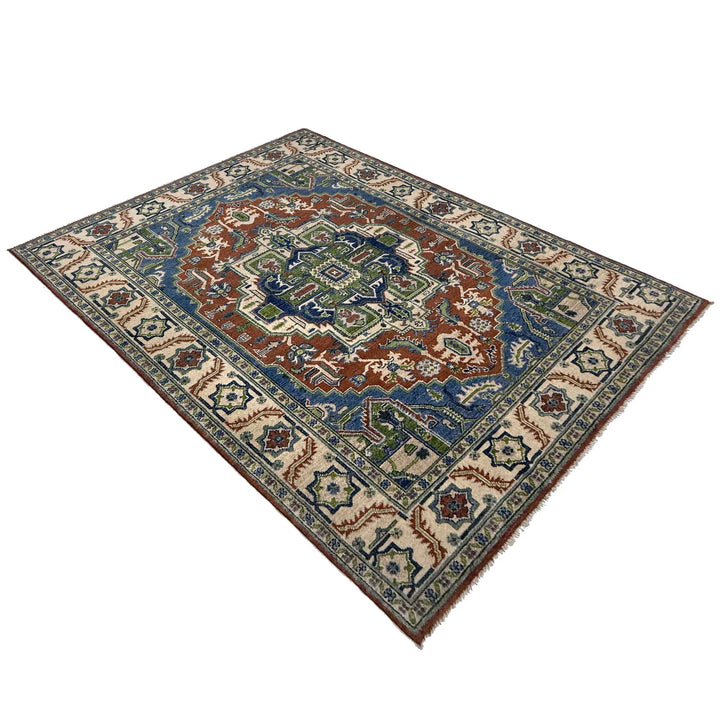 Afghan Heriz Rug 5'1" x 7'0" Hand-Knotted | No. AL87269
