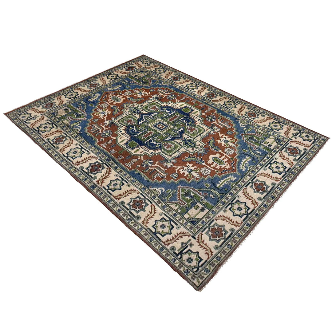 Afghan Heriz Rug 5'1" x 7'0" Hand-Knotted | No. AL87269