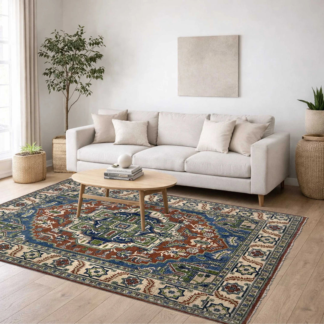Afghan Heriz Rug 5'1" x 7'0" Hand-Knotted | No. AL87269