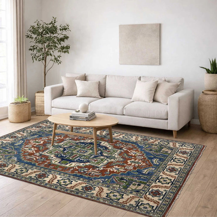 Afghan Heriz Rug 5'1" x 7'0" Hand-Knotted | No. AL87269