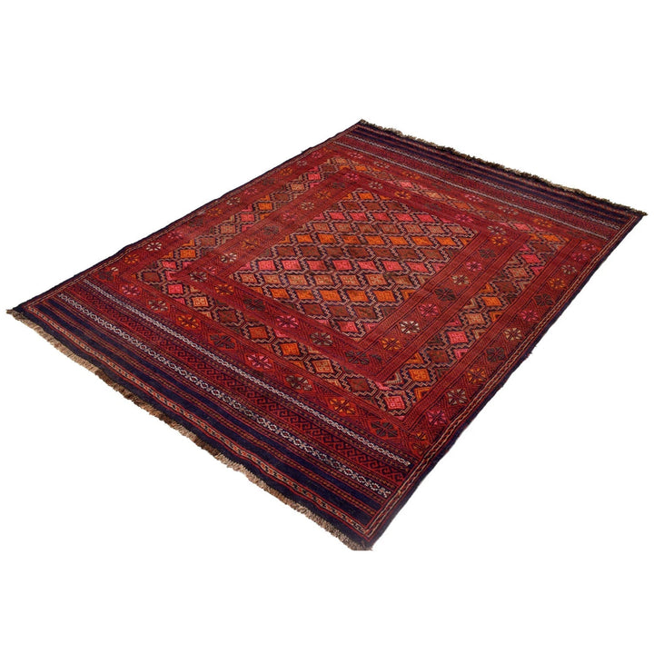 Afghan Laghari Kilim Rug 4' 6" x 6' 1" Flat-Weave | No. AL87387