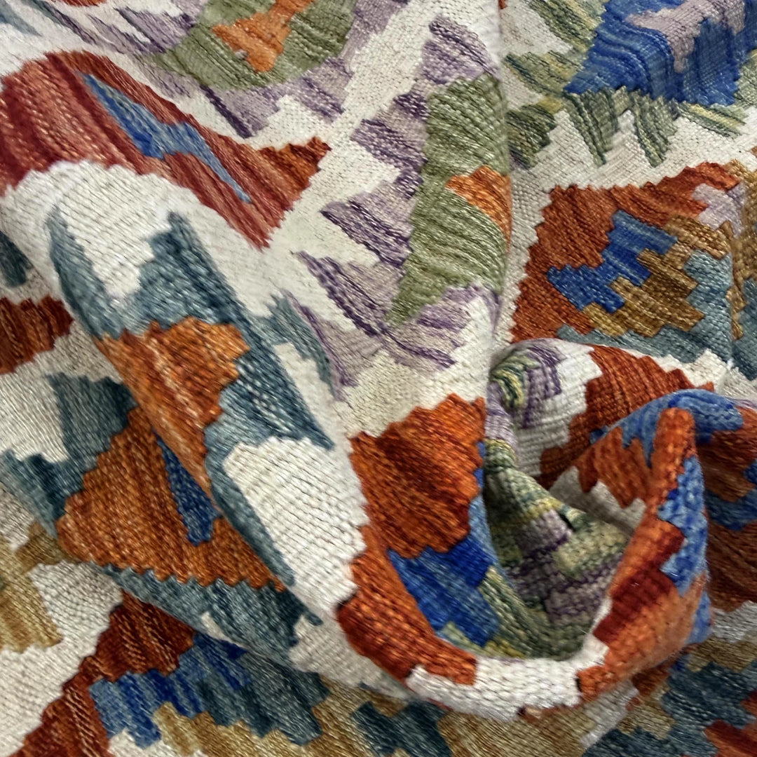 Afghan Vegetable Kilim Rug 5' 9" x 8' 2" Flat-Weave | No. AL874235