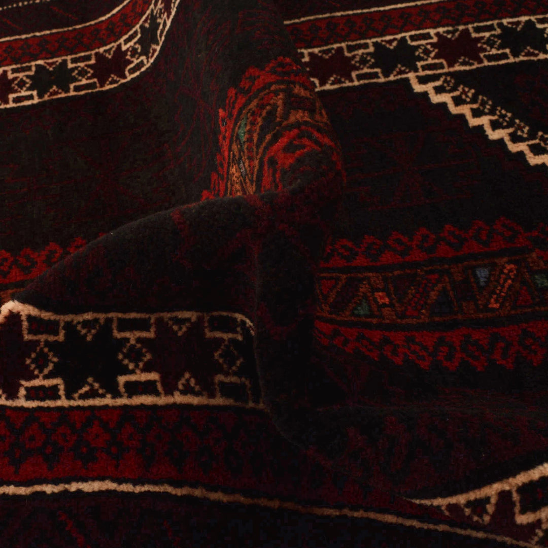 Black Afghan Prayer Rug 2' 9" x 4' 8" Hand-Knotted | No. AL87506
