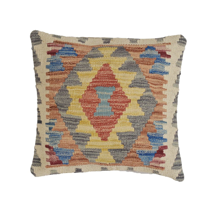 Afghan Kilim Cushion Cover 1' 4" x 1' 4" Flat-Weave | No. AL87634