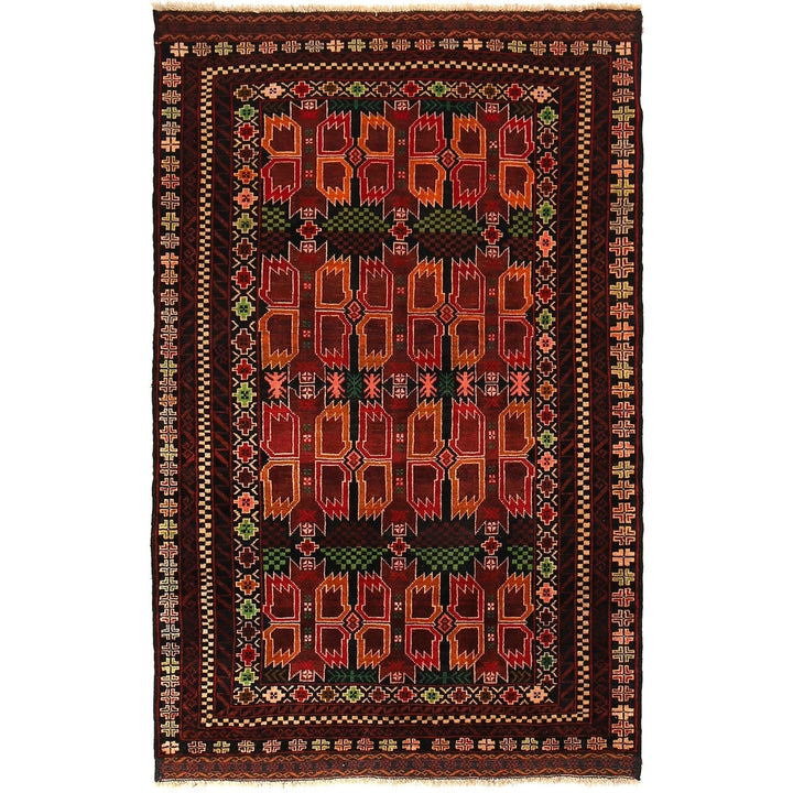 Afghan Baluchi Rug 3' 11" x 6' 4" Hand-Knotted | No. AL87651