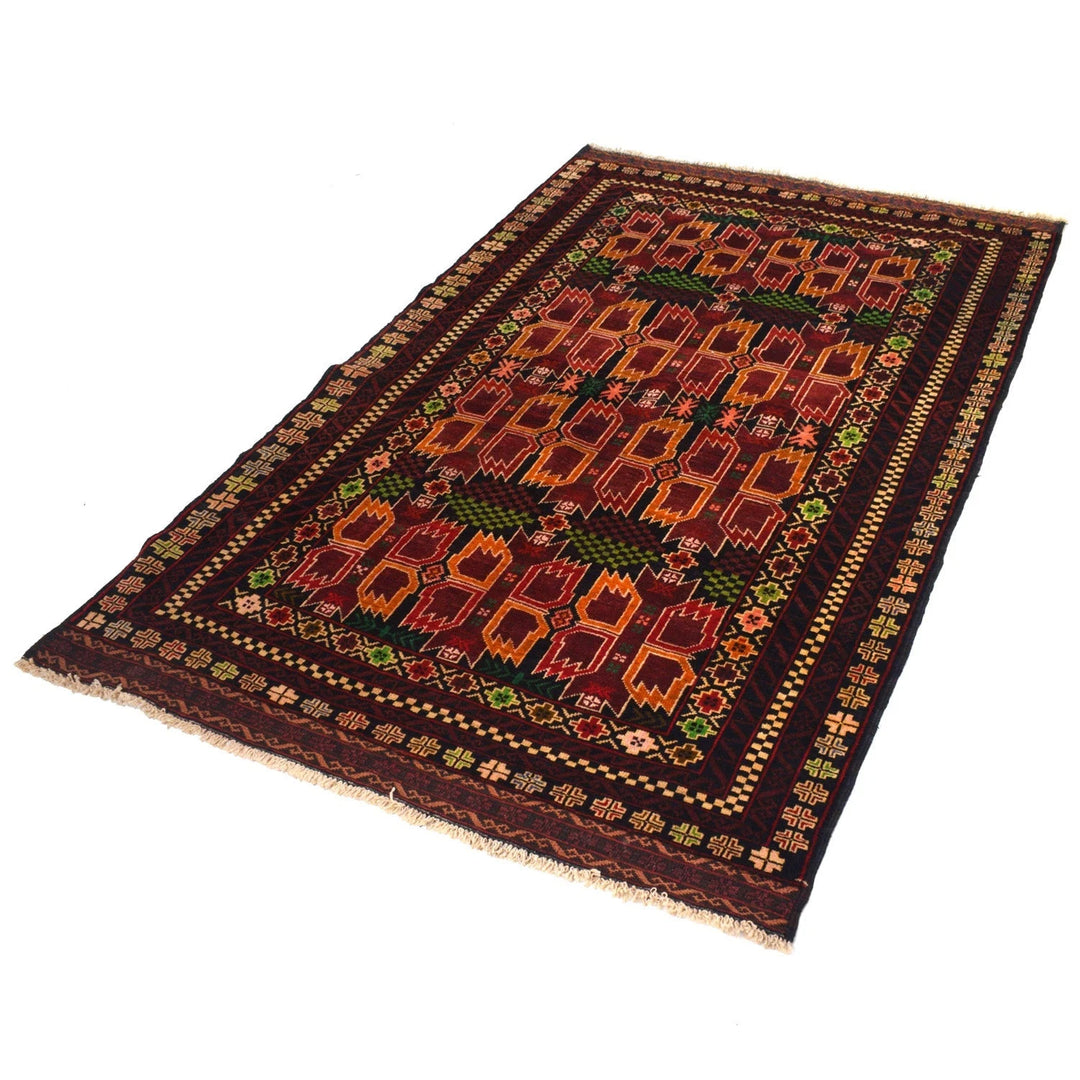 Afghan Baluchi Rug 3' 11" x 6' 4" Hand-Knotted | No. AL87651