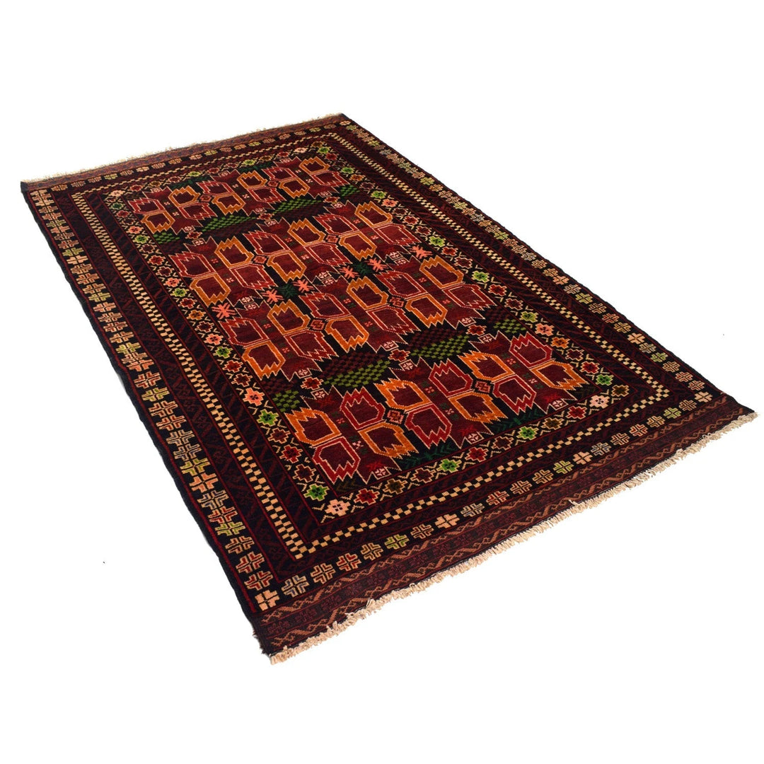Afghan Baluchi Rug 3' 11" x 6' 4" Hand-Knotted | No. AL87651