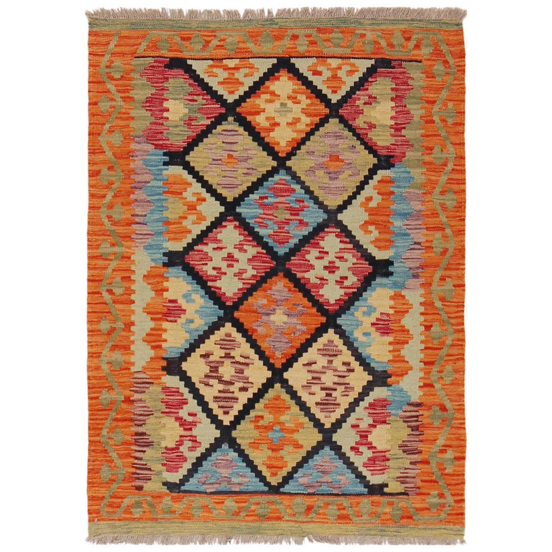 Afghan Kilim Rug 2' 10" x 4' 0" Flat-Weave | No. AL87657