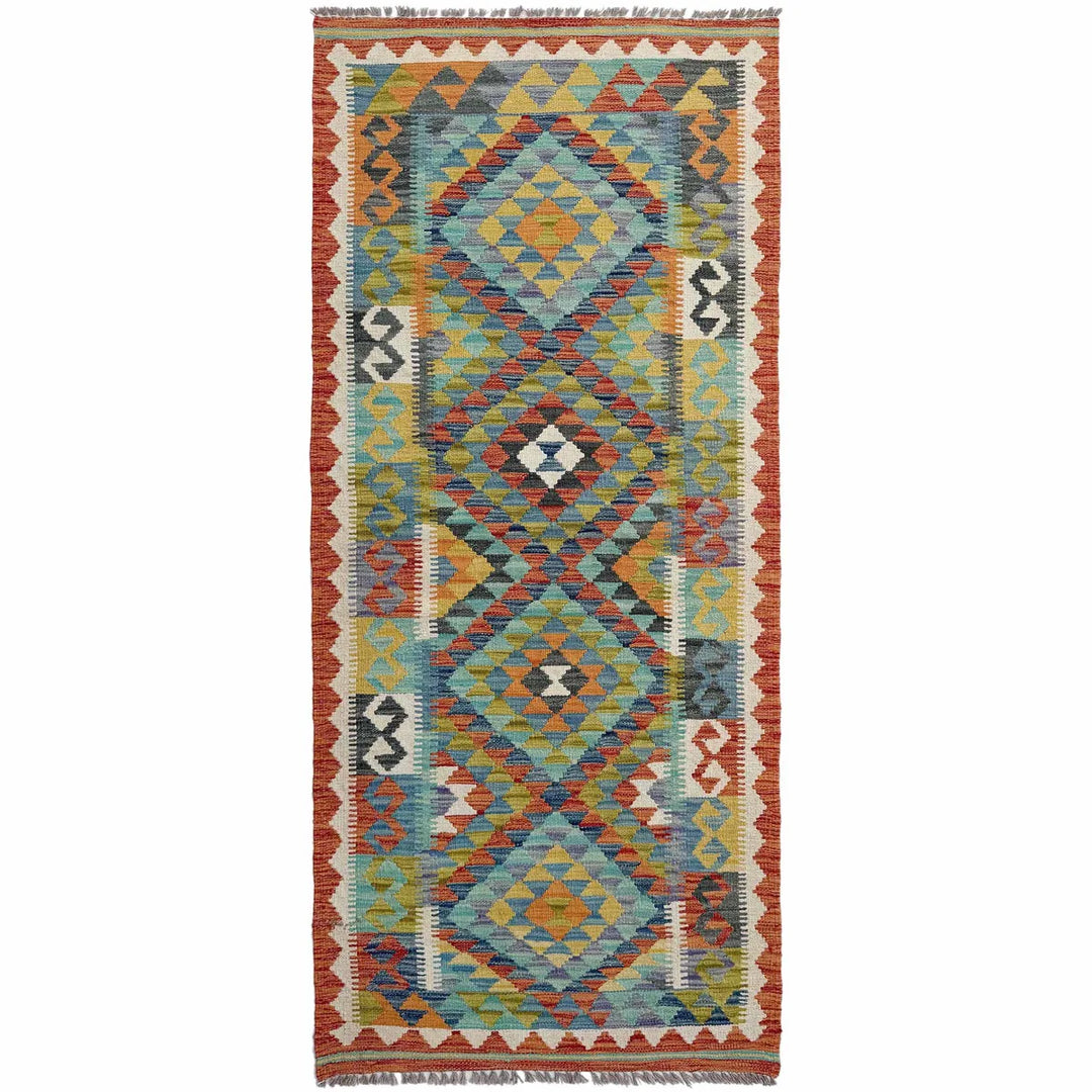 Afghan Vegetable Kilim Rug 2' 9" x 6' 9" Flat-Weave | No. AL87665