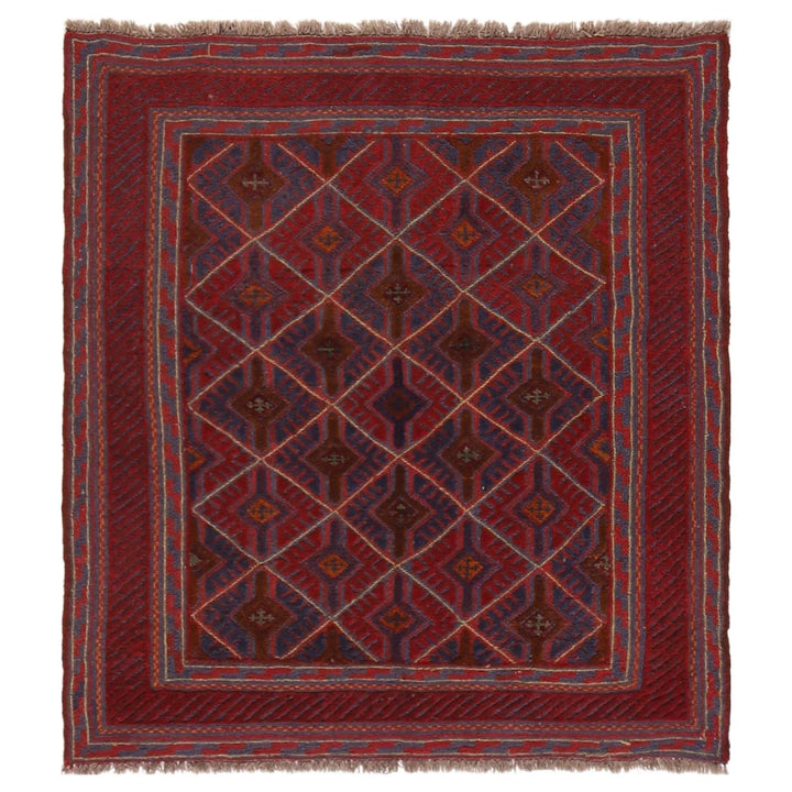 Afghan Mashwani Rug 3' 7" x 3' 10" Hand-Knotted | No. AL87678