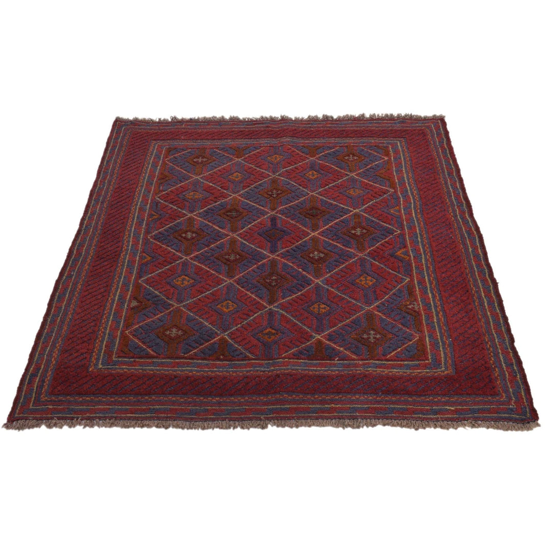 Afghan Mashwani Rug 3' 7" x 3' 10" Hand-Knotted | No. AL87678