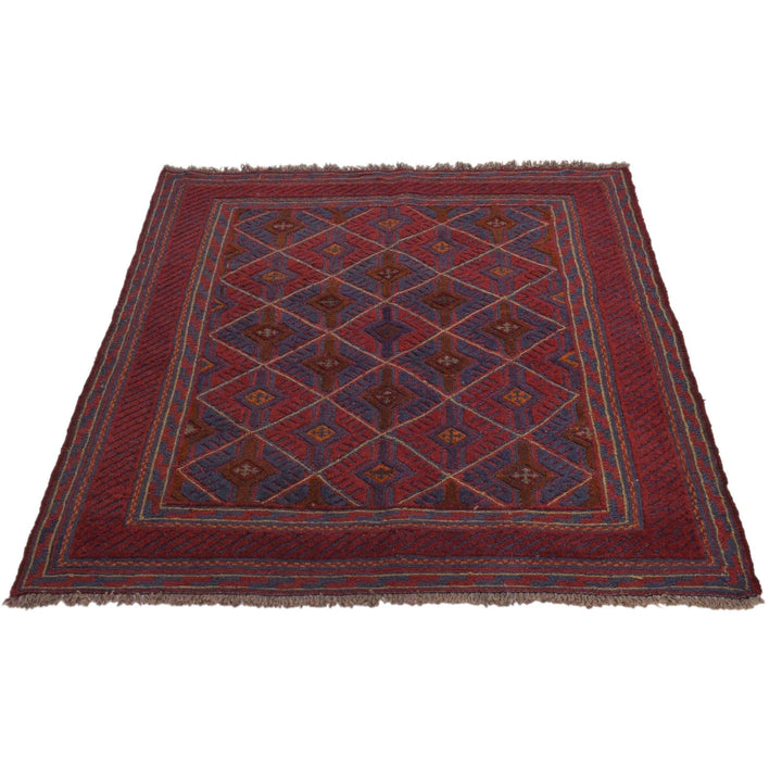 Afghan Mashwani Rug 3' 7" x 3' 10" Hand-Knotted | No. AL87678