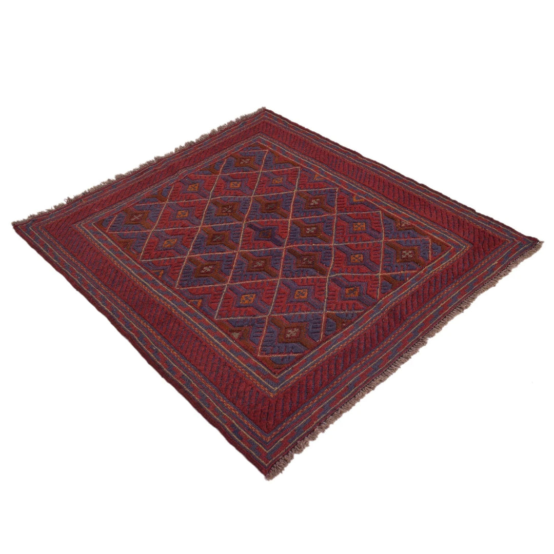 Afghan Mashwani Rug 3' 7" x 3' 10" Hand-Knotted | No. AL87678