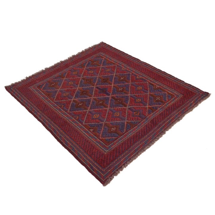Afghan Mashwani Rug 3' 7" x 3' 10" Hand-Knotted | No. AL87678