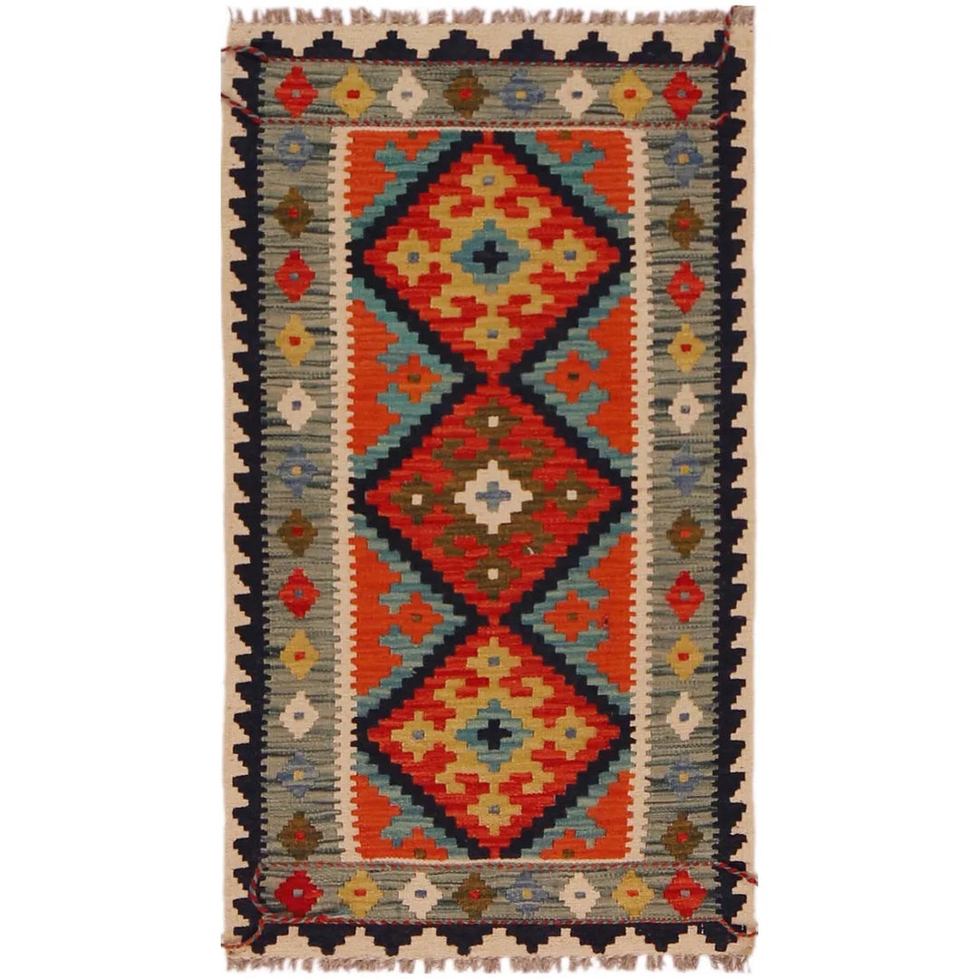 Afghan Kilim Rug 2' 1" x 3' 8" Flat-Weave | No. AL87722