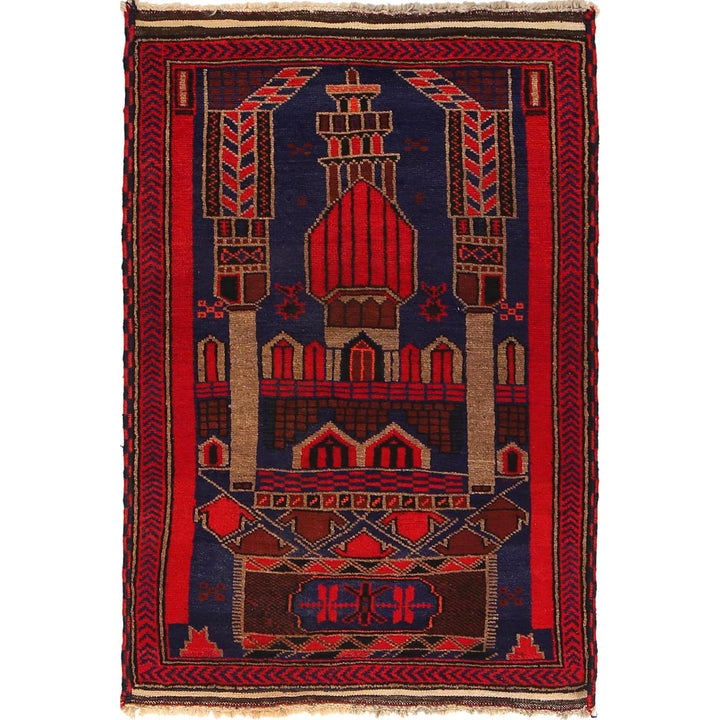 Afghan Prayer Rug 2' 9" x 4' 2" Hand-Knotted | No. AL87745