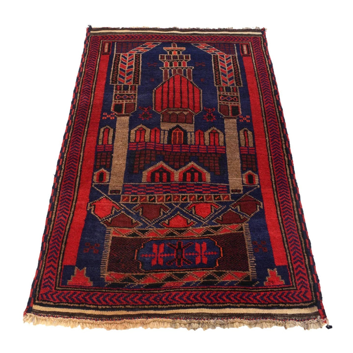 Afghan Prayer Rug 2' 9" x 4' 2" Hand-Knotted | No. AL87745