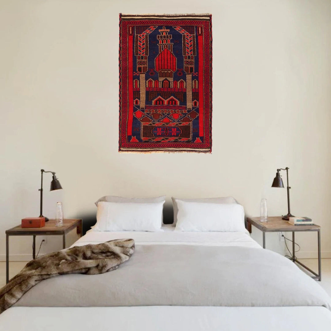 Afghan Prayer Rug 2' 9" x 4' 2" Hand-Knotted | No. AL87745