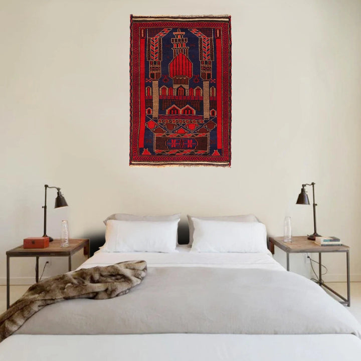 Afghan Prayer Rug 2' 9" x 4' 2" Hand-Knotted | No. AL87745