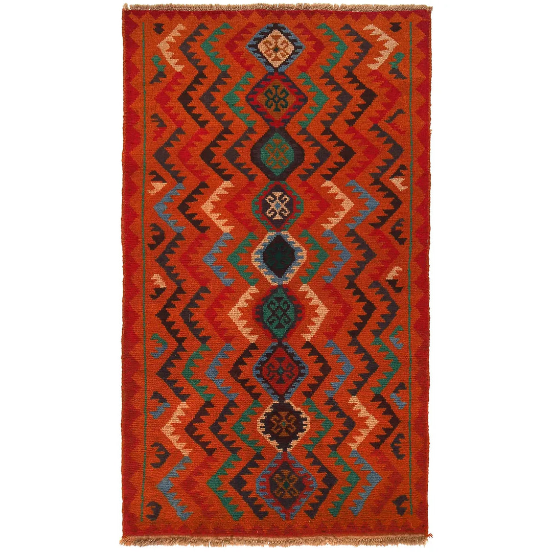 Orange Afghan Baluchi Rug 3' 6" x 6' 2" Hand-Knotted | No. AL87951