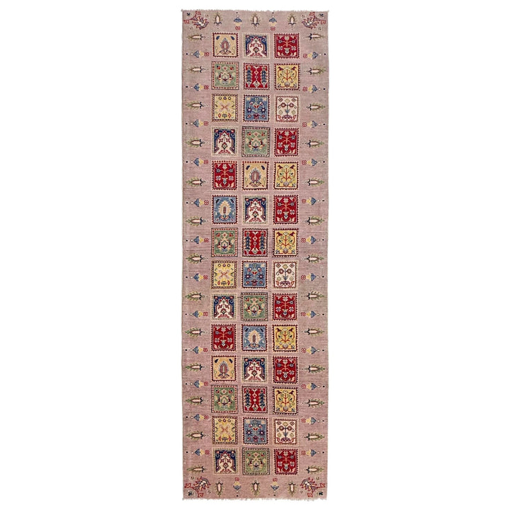 Pink Afghan Bakhtiar Runner Rug 2' 8" x 9' 10" Hand-Knotted | No. AL87976