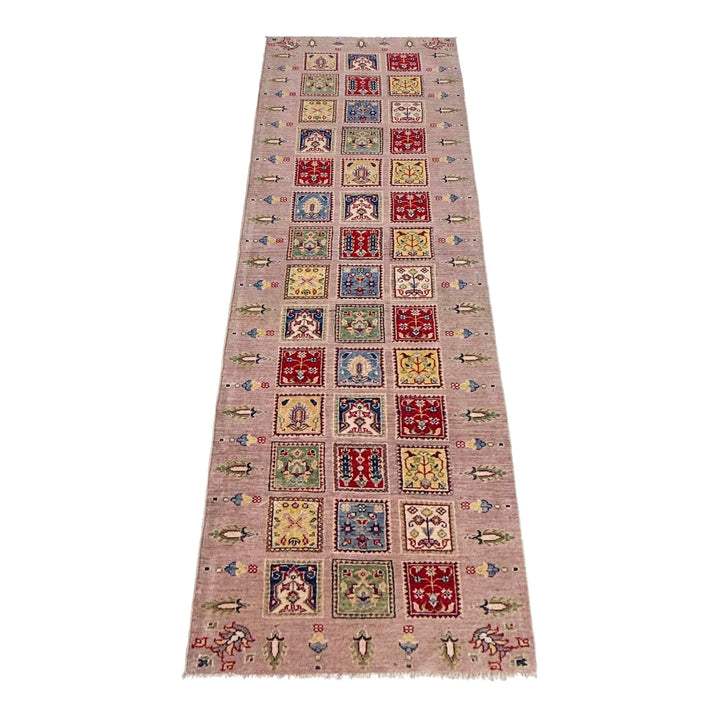 Pink Afghan Bakhtiar Runner Rug 2' 8" x 9' 10" Hand-Knotted | No. AL87976