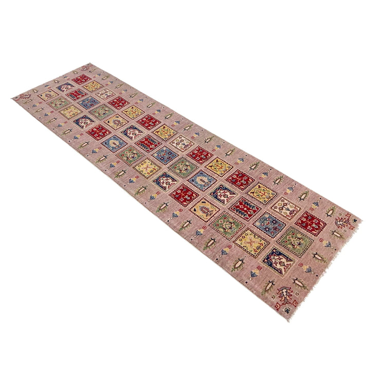 Pink Afghan Bakhtiar Runner Rug 2' 8" x 9' 10" Hand-Knotted | No. AL87976