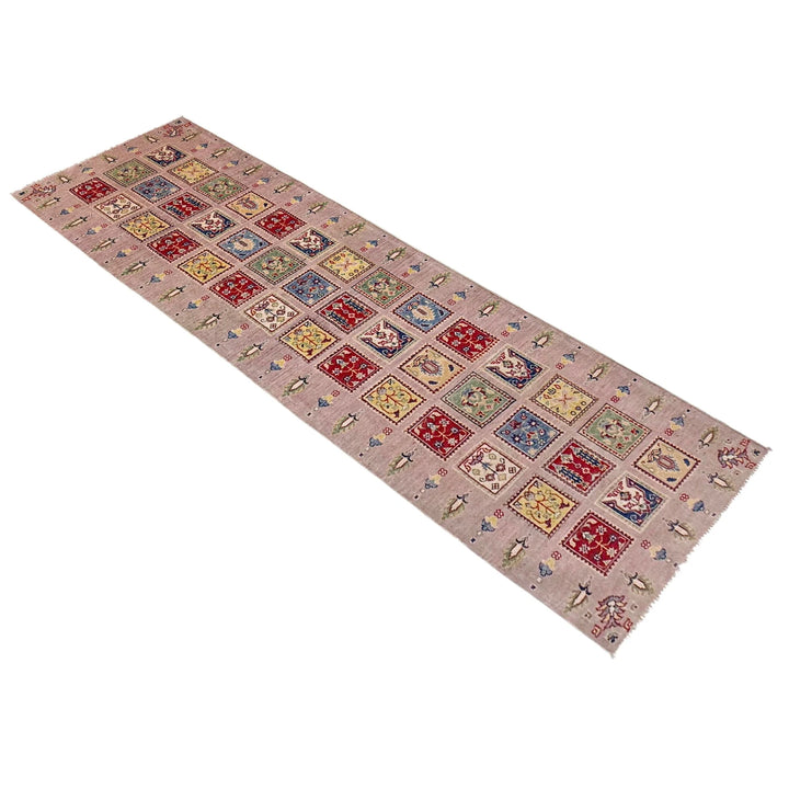 Pink Afghan Bakhtiar Runner Rug 2' 8" x 9' 10" Hand-Knotted | No. AL87976