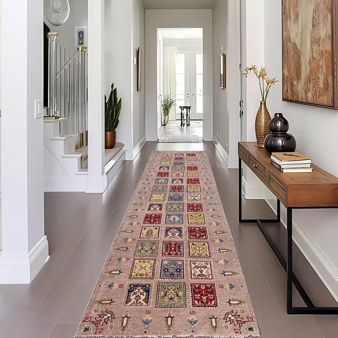 Pink Afghan Bakhtiar Runner Rug 2' 8" x 9' 10" Hand-Knotted | No. AL87976