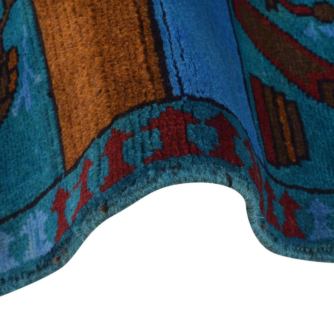 Blue Afghan War Rug 2' 7" x 3' 11" Hand-Knotted | No. AL87988