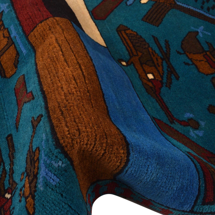 Blue Afghan War Rug 2' 7" x 3' 11" Hand-Knotted | No. AL87988