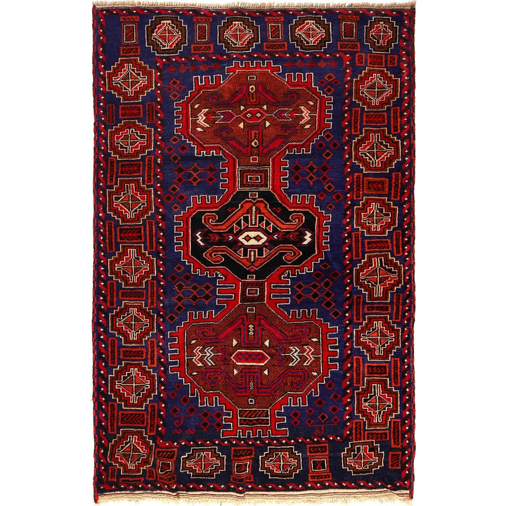 Afghan Baluchi Rug 4' 4" x 6' 7" Hand-Knotted | No. AL88032