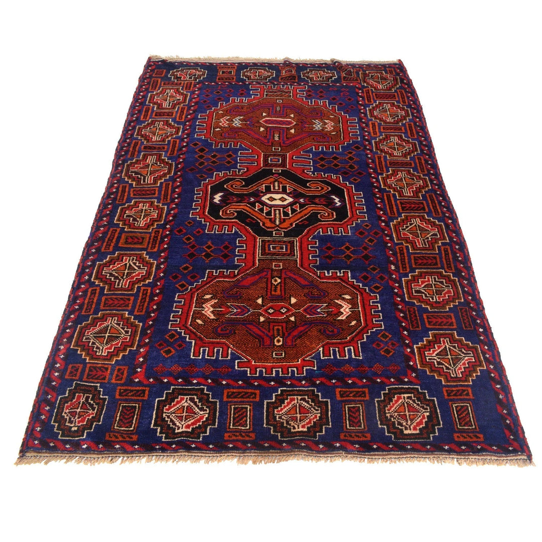 Afghan Baluchi Rug 4' 4" x 6' 7" Hand-Knotted | No. AL88032