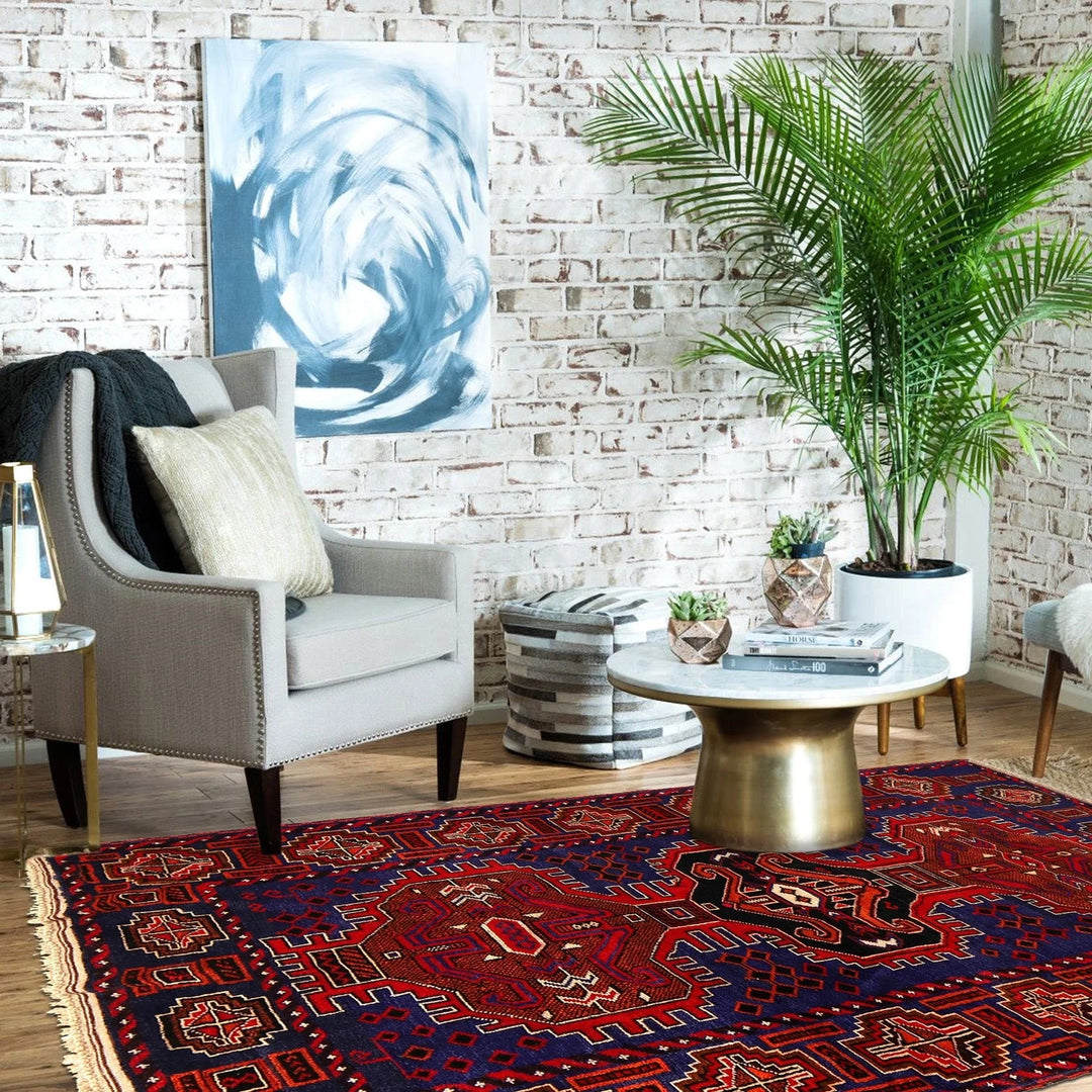 Afghan Baluchi Rug 4' 4" x 6' 7" Hand-Knotted | No. AL88032