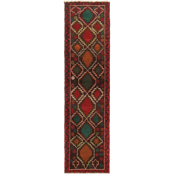 Afghan Baluchi Rug 2' 5" x 9' 7" Hand-Knotted | No. AL88055