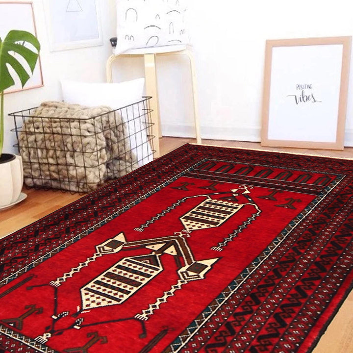 Red Afghan Prayer Rug 2' 10" x 4' 4" Hand-Knotted | No. AL88149