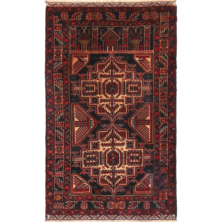Afghan Prayer Rug 2' 10" x 4' 8" Hand-Knotted | No. AL88181