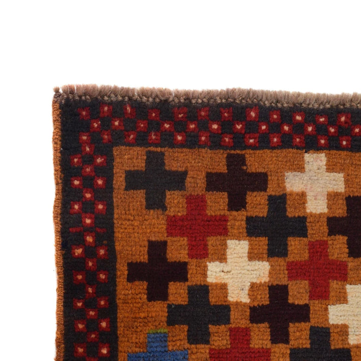 Orange Afghan Baluchi Rug 3' 5" x 4' 11" Hand-Knotted | No. AL88233