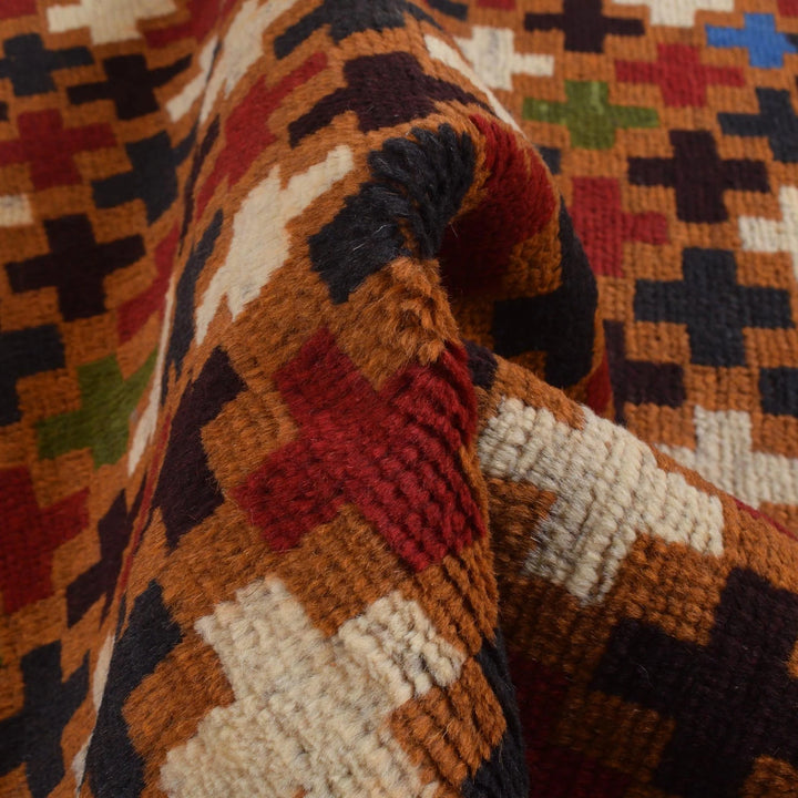 Orange Afghan Baluchi Rug 3' 5" x 4' 11" Hand-Knotted | No. AL88233