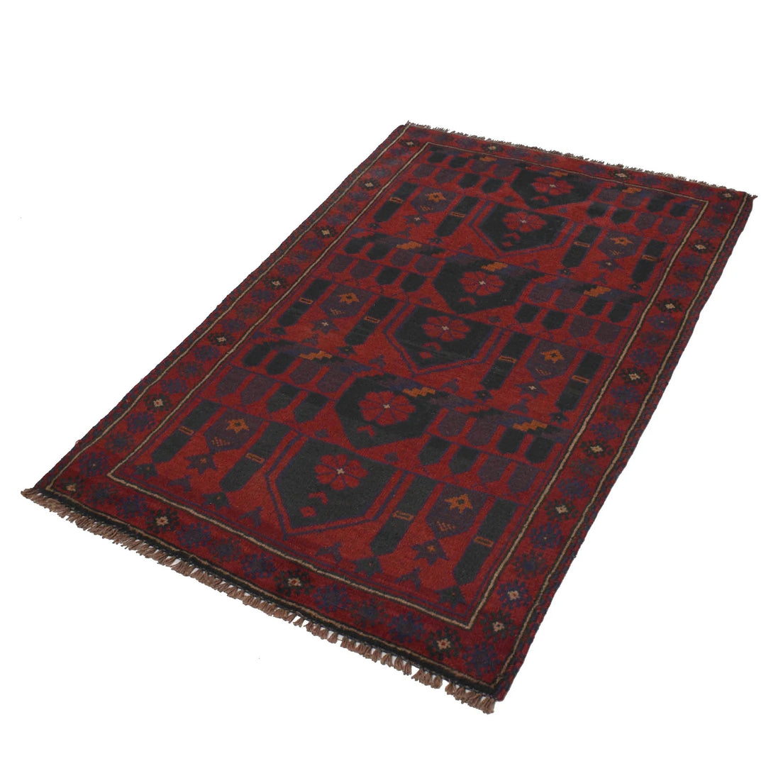 Red Afghan Prayer Rug 2' 10" x 4' 7" Hand-Knotted | No. AL88238
