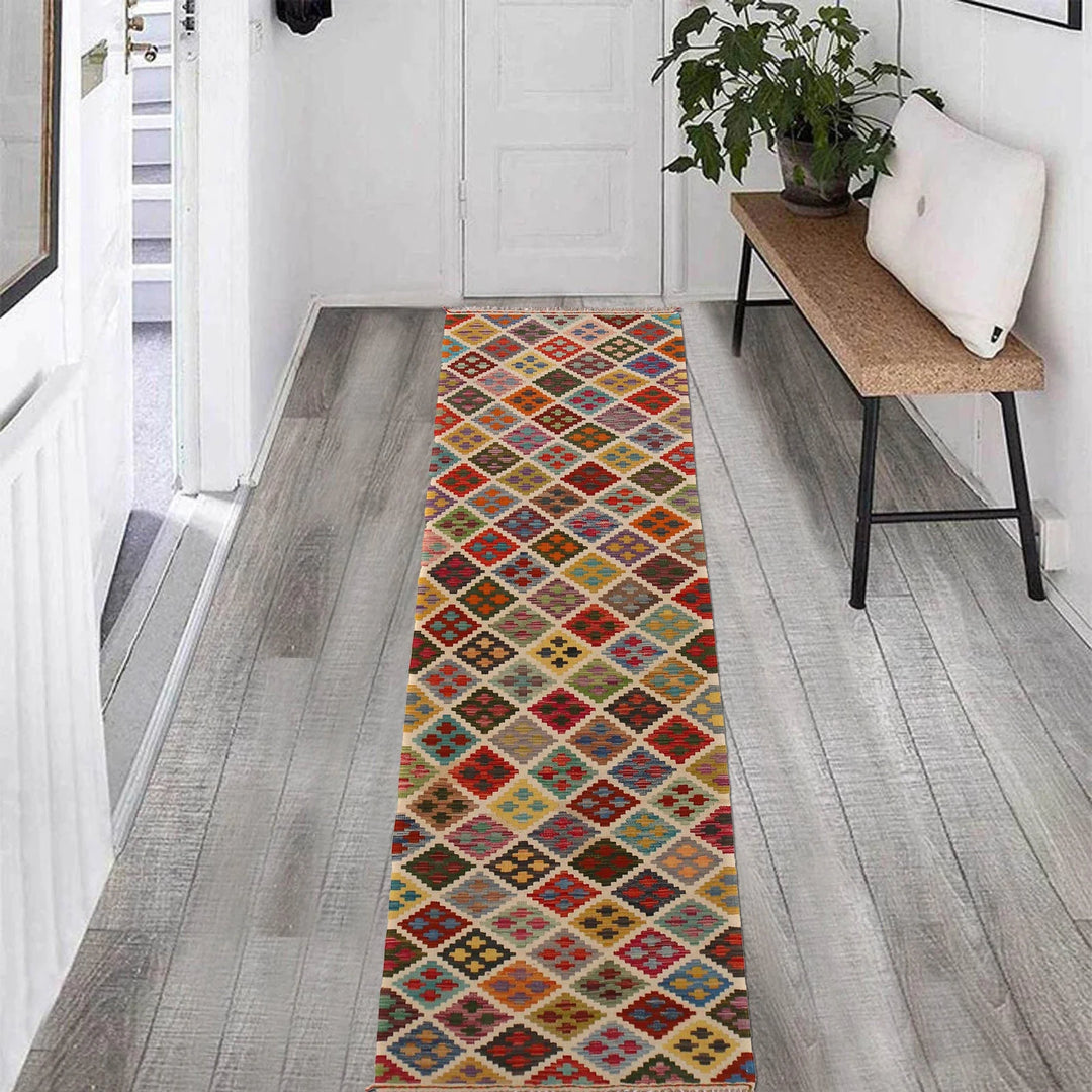 Afghan Kilim Rug 2' 6" x 9' 9" Flat-Weave | No. AL88254
